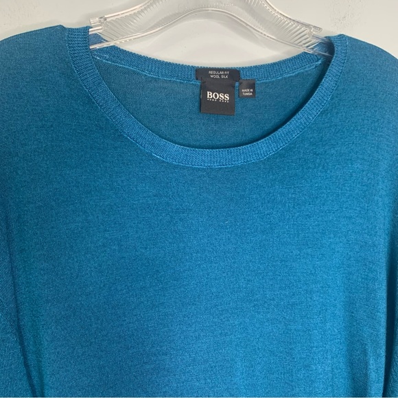 Boss Hugo Boss Teal Wool Silk Lightweight Knit Pullover Sweater Size 3XL - Picture 5 of 9